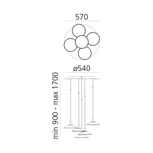 ARTEMIDE 0355030A - led luster sa prigu&amp;scaron;ivačem na sajli orsa cluster LED/37W/230V 3000K Slike