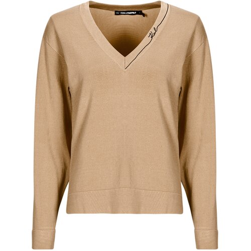 Karl Lagerfeld LIGHT V-NECK KNIT SWEATER Bež Slike
