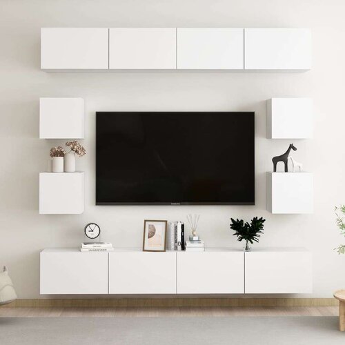  Komplet TV omaric 8-delni bela iverna plo&scaron;ča, (20914687) Cene