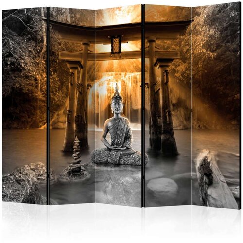  Paravan u 5 dijelova - Buddha Smile (Orange) II [Room Dividers] 225x172 Slike