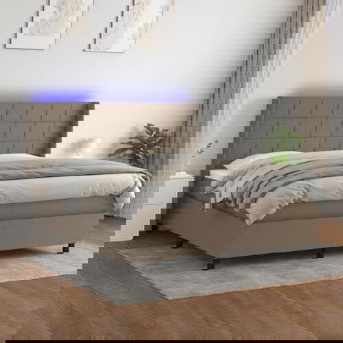 The Living Store Box spring postelja z vzmetnico LED taupe 160x200 cm blago - Box Spring Postelja, (21520892) Cene