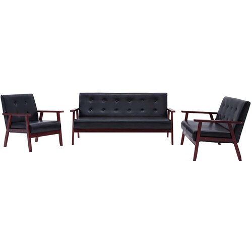  3-dijelni set sofa od umjetne kože crni Slike