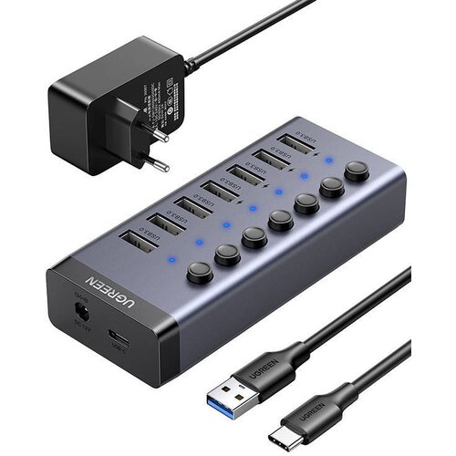Ugreen USB-C to 7-Port USB-A 3.0 Hub DC 12V EU Slike