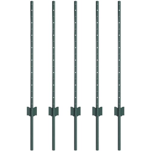 vidaXL Ograjni stebri 5 pcs Zelena 80 cm Jeklo, (5000094694) Cene