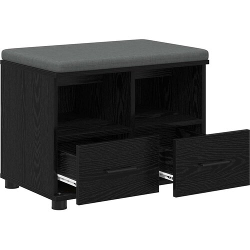  Klupa za hodnik s jastukom s policom Crni Hrast 60 x 38 x 46 cm Slike