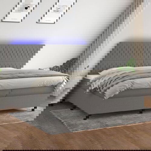 The Living Store Box spring postelja z vzmetnico LED temno siva 200x200 cm blago - Box Spring Postelja, (21517173) Slike