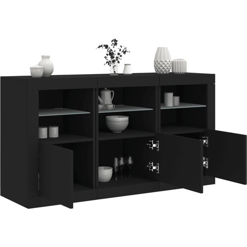 The Living Store Komoda z LED lučkami črna 123x37x67 cm - Komoda, (21837640) Cene