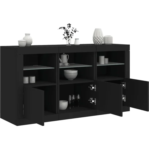 The Living Store Komoda z LED lučkami črna 123x37x67 cm - Komoda, (21837640)