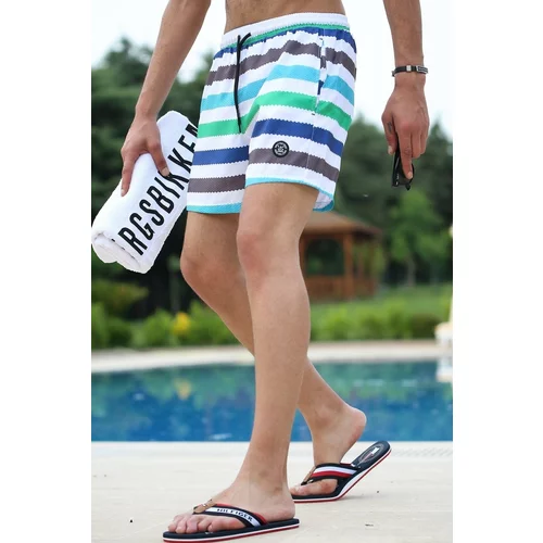 Madmext Swim Shorts - Green - Color block