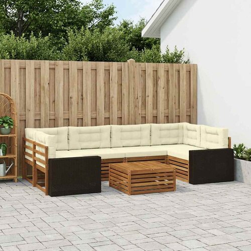  Set vanjskih sofa 7 kom. Prirodna i krem Poliester Cijene