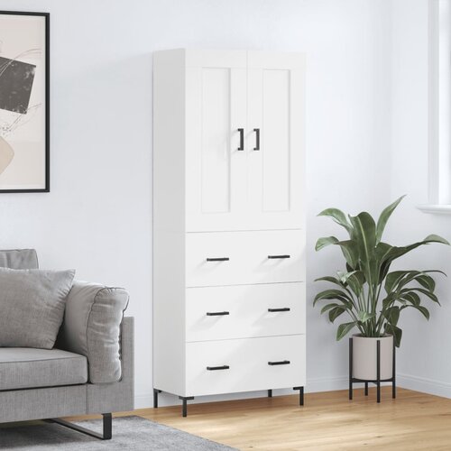 vidaXL Visoka omara bela 69,5x34x180 cm inženirski les Cene