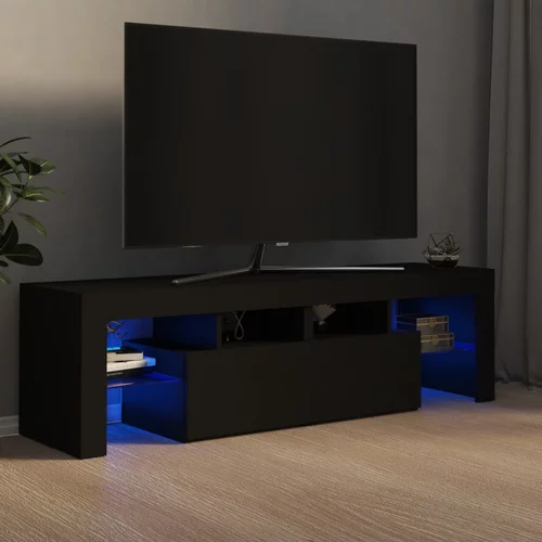 TV ormarić s LED svjetlima crni 140 x 35 x 40 cm