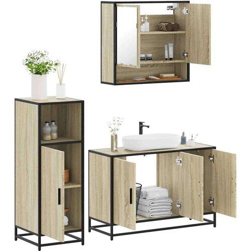 vidaXL 3-dijelni set kupaonskog namještaja boja hrasta sonome drveni Cijene
