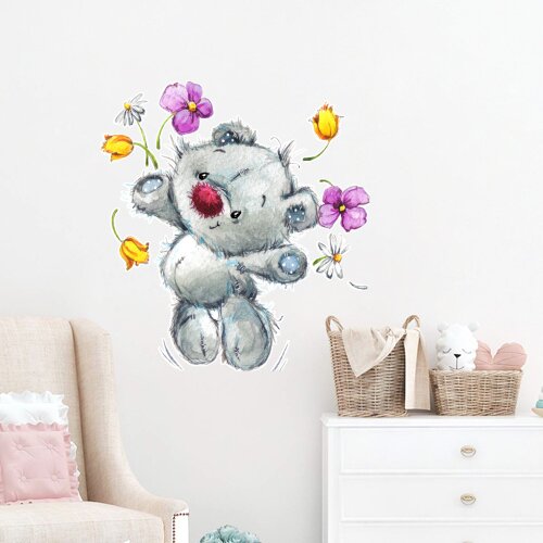 nalepnica.rs happy teddy with flowers Cene