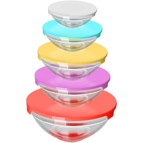 Cheffinger Set 5 steklenih posod za shranjevanje hrane s plasti?nimi pokrovi, Prozorno, (21553035) Slike