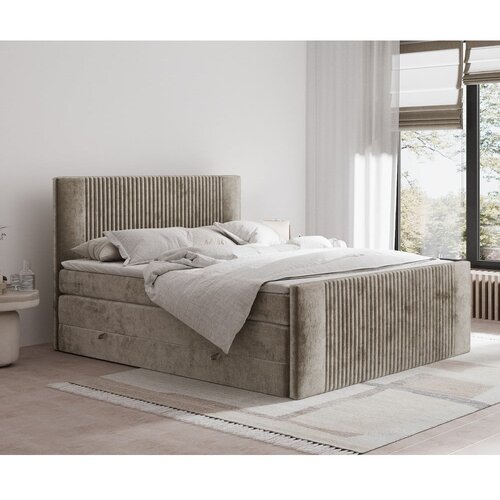 Maison de R&amp;ecirc;ve Svetlo rjava boxspring postelja s prostorom za shranjevanje 160x200 cm Bergamo &amp;ndash; Slike