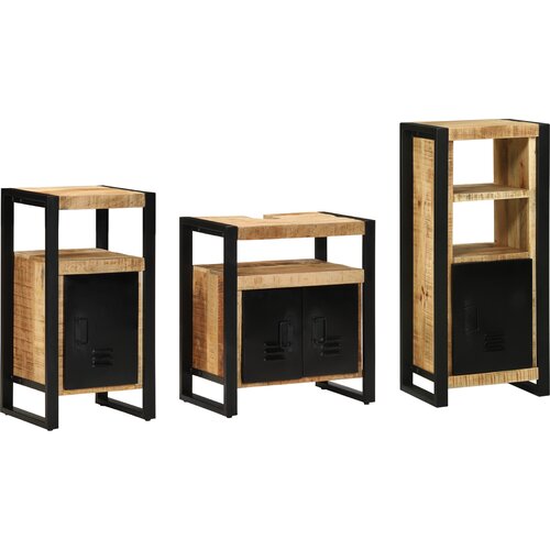 VidaXL Set namje&amp;scaron;taja za kupaonicu 3 pcs Smeđa Čvrsto drvo manga Slike