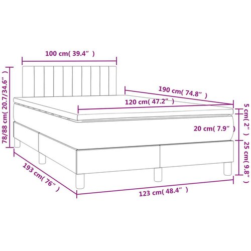  Krevet box spring s madracem LED crni 120 x 190 cm od tkanine Slike