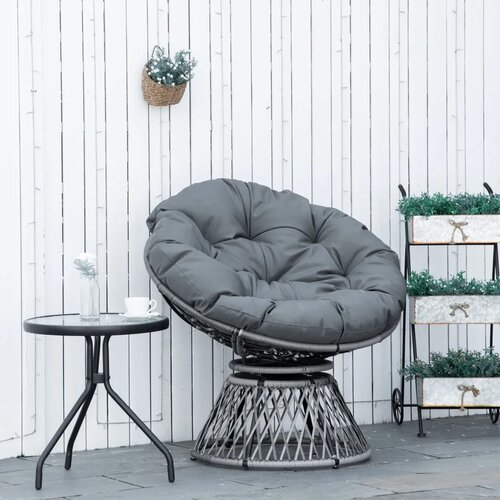  Papasan fotelja pletena fotelja s jastukom ratan od 360 stupnjeva siva &amp;Scaron;87 x D97 x V86 cm Slike