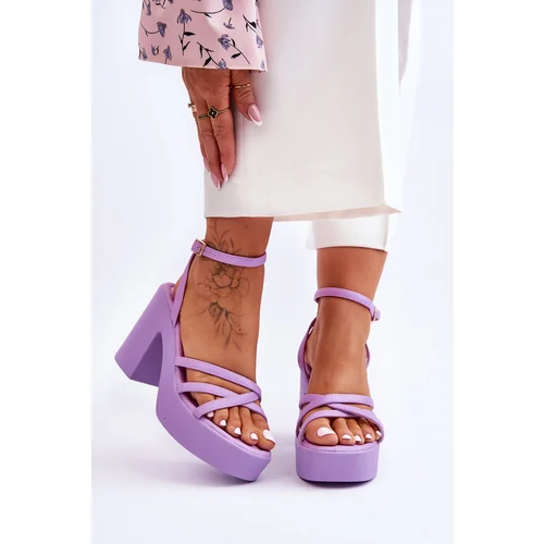 Kesi Fashionable high heel sandals with straps purple Shemira