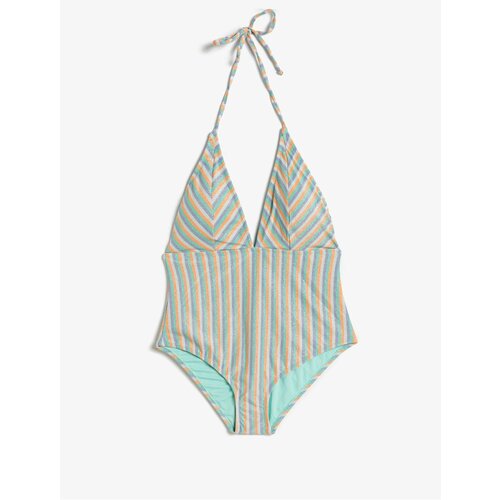 Koton Glittery Swimsuit with Halter Triangle Covered Cene