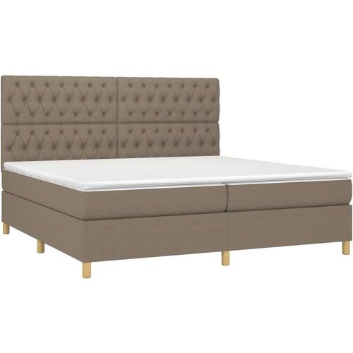  Krevet s oprugama i madracem smeđesivi 200x200 cm od tkanine Slike
