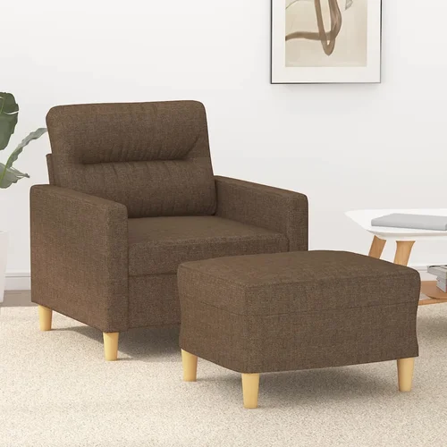  Fotelja s tabureom smeđa 60 cm od tkanine