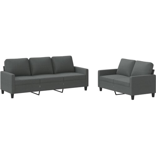  2-dijelni set sofa s jastucima tamnosivi od tkanine Slike
