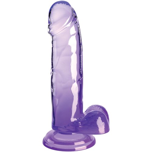 Pipedream King Cock Clear Cock with Balls 7" Purple Cene