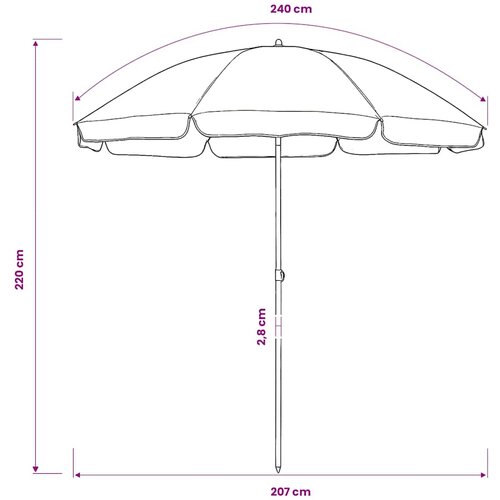  Suncobran za plažu plavi 240 cm Slike