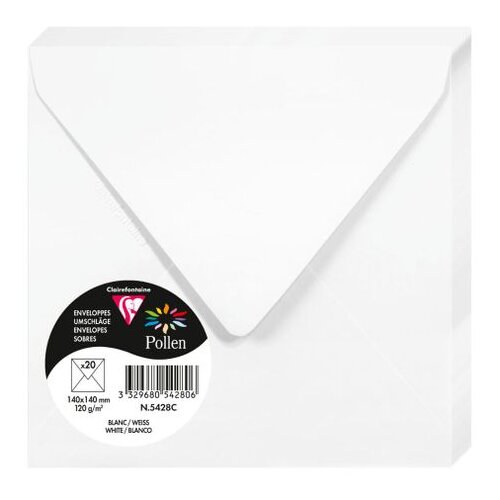 Clairefontaine kuverte Pollen 140x140mm 120gr bijele 1/20 Slike