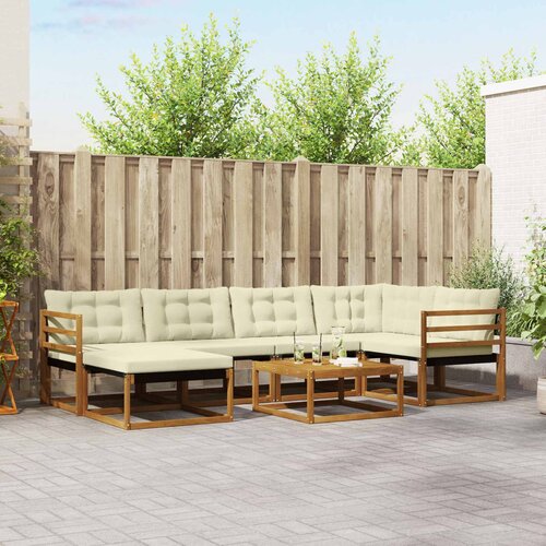  Set vanjskih sofa 19 pcs Prirodna i krem Čvrsto drvo akacije Cene