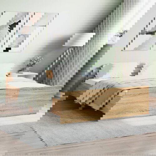  The Living Store Posteljni okvir z vzglavjem in vznožjem sonoma hrast 140x190 cm - Posteljni Okvir, (21501199) Slike