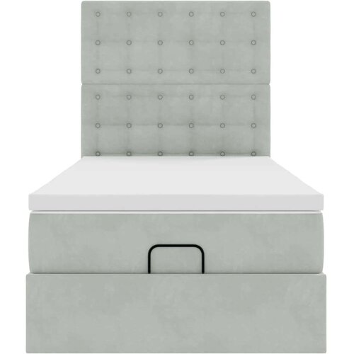 VidaXL Okvir kreveta s madracima svijetlosivi 90x200cm bar&amp;scaron;unasti Slike