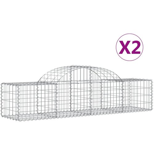  Lučne gabionske ko&amp;scaron;are 2 kom 200x50x40/60 cm pocinčano željezo Slike