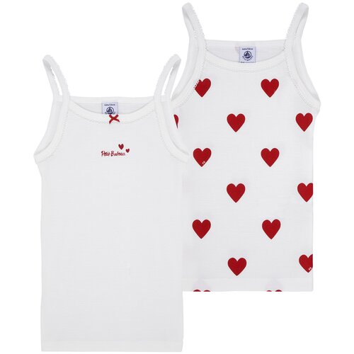 Petit Bateau Majice brez rokavov LOT DEBARDEUR X2 Bela Slike