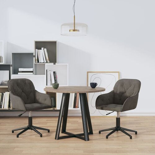 The Living Store Vrtljiv jedilni stol 2 kosa temno siv žamet - Jedilni Stol, (21495479) Slike