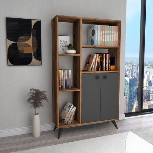 Woody Fashion polica za knjige meldan light walnut anthracite Slike