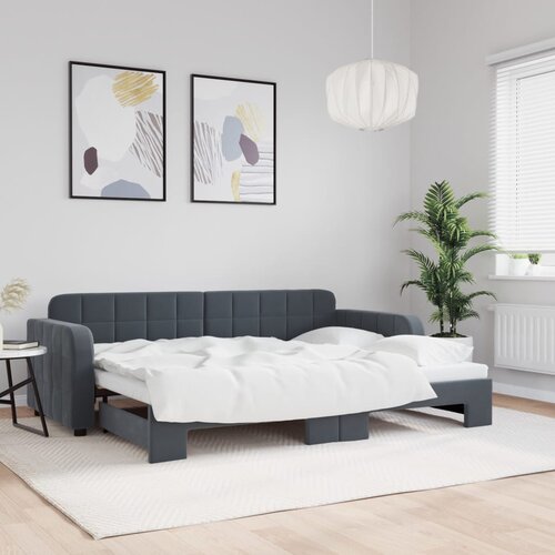VidaXL Izvlečna dnevna postelja temno siva 80x200 cm žamet Slike