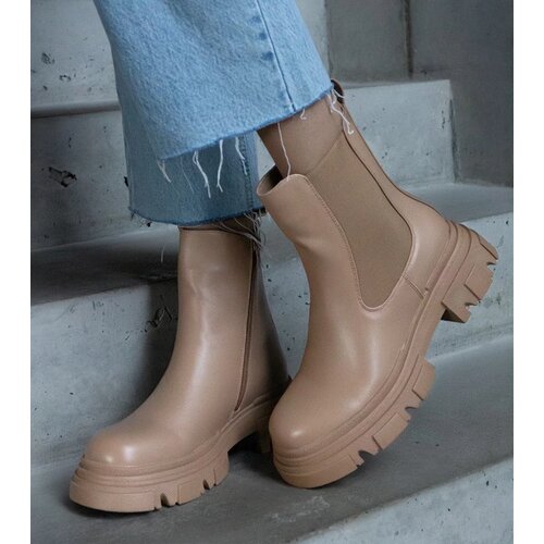 Gemre Amaris insulated beige ankle boots with a zipper eco leather Cene