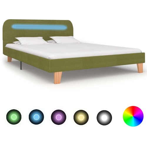 The Living Store Posteljni okvir z LED osvetlitvijo zeleno blago 140x200 cm - Posteljni Okvir, (21530072) Slike