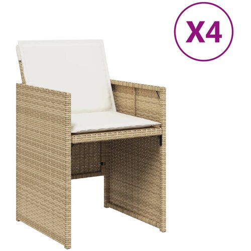 Maison Chic Vrtni stoli - Stol za vrt z blazinami 4 kosi bež poli ratan JS2208, (21877100) Slike