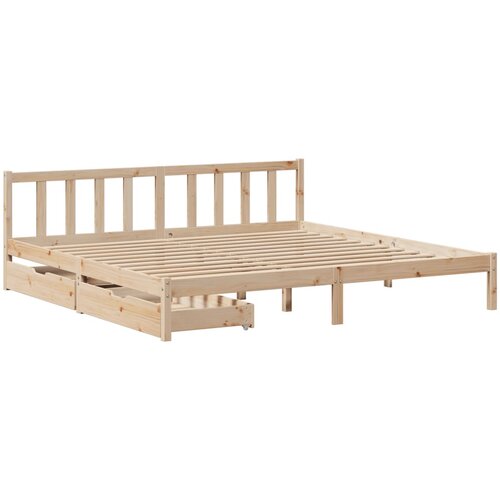 VidaXL Posteljni okvir s predali 200x200 cm trdna borovina, (21306395) Slike