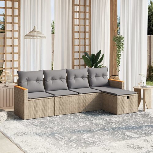 VidaXL 5-dijelni set vrtnih sofa s jastucima bež od poliratana Slike
