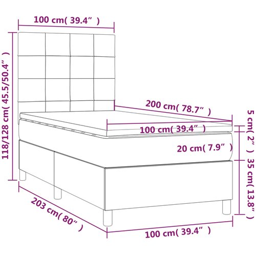 Box spring krevet s madracem tamnosivi 100x200 cm bar&amp;scaron;unasti Slike