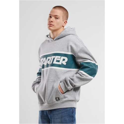 Starter Black Label Men's hoodie Starter Across Stripe Hoodie gray melange/turquoise Cene