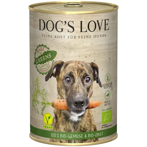 Dog's Love Bio Vegan 6 x 400 g - Zeleno sadje in zelenjava