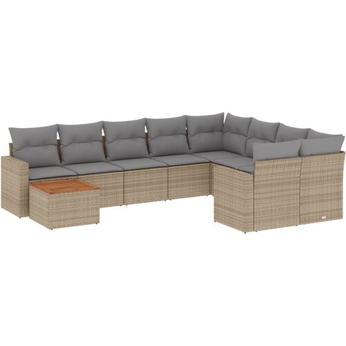 vidaXL 10-dijelni set vrtnih sofa s jastucima bež od poliratana Cene