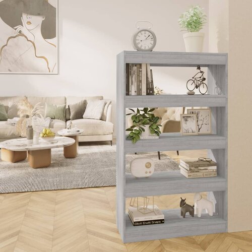 VidaXL Ormarić za knjige / pregrada sivi hrast 80x30x135 cm od iverice Slike