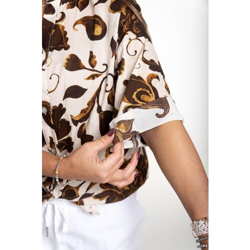xtd MODA Brown shirt with floral print Cene